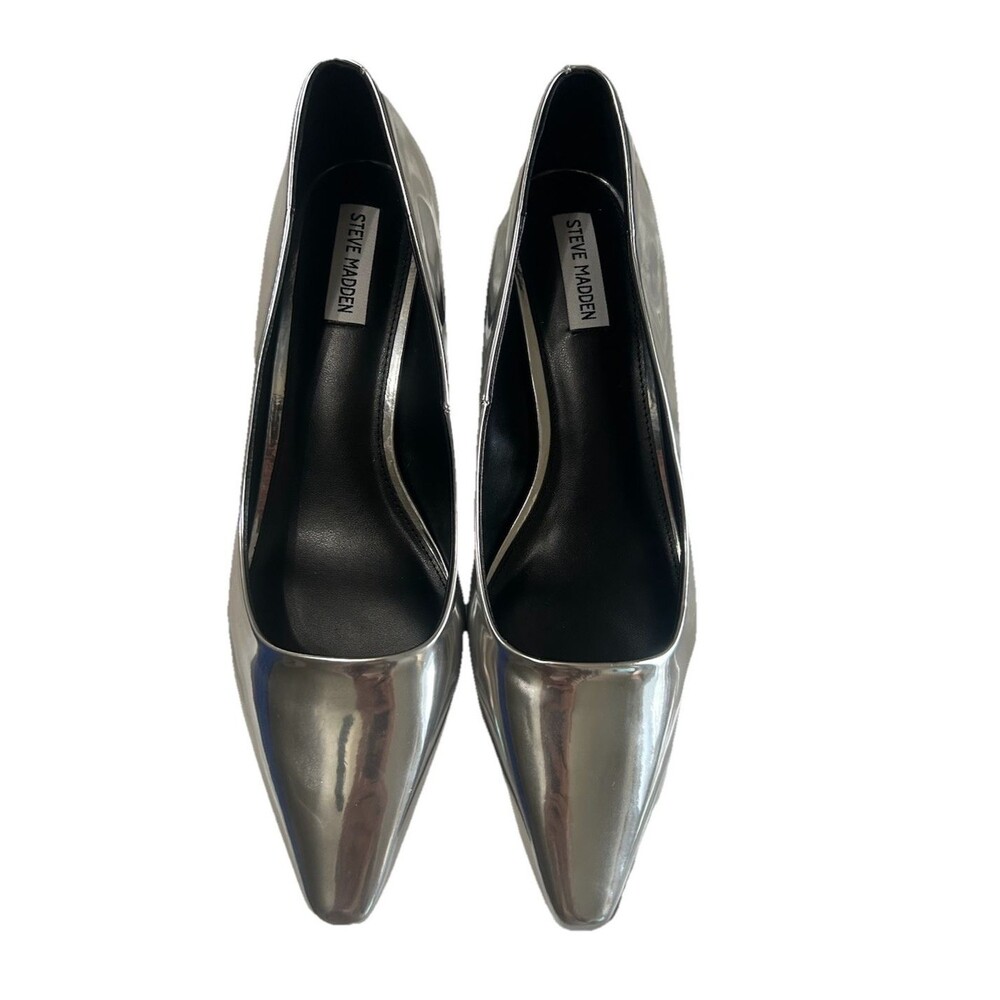 Steve Madden Nathalia 12M Metallic Silver Heels Pump Pointed Toes Slip On Shoes